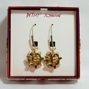 Betsey Johnson Gold Bow Earrings, NWT